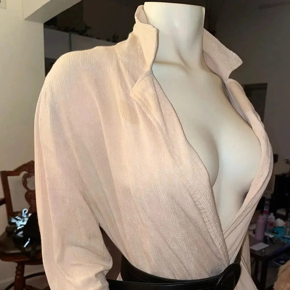 ZARA TRF OUTERWEAR LONG SLEEVE DUSTER TAN/BEIGE SIZE SMALL/ MEDIUM - Picture 7 of 13